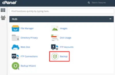  backup through cPanel